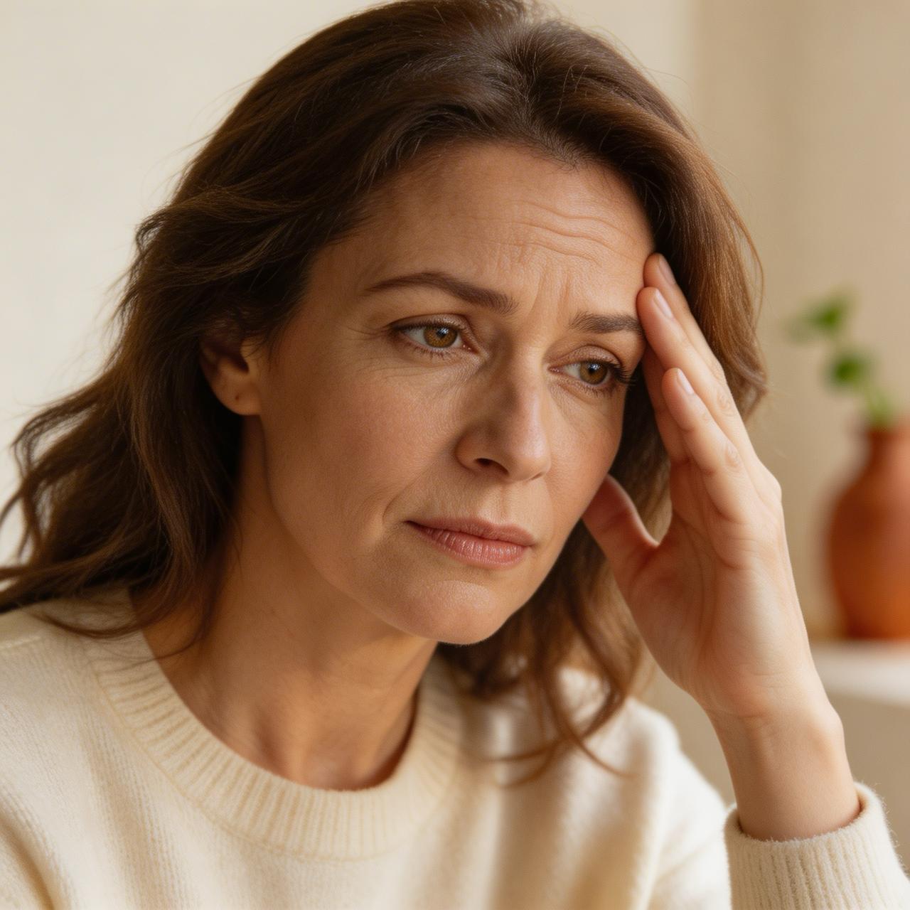 Mujer en etapa de cansancio y sobrecarga
